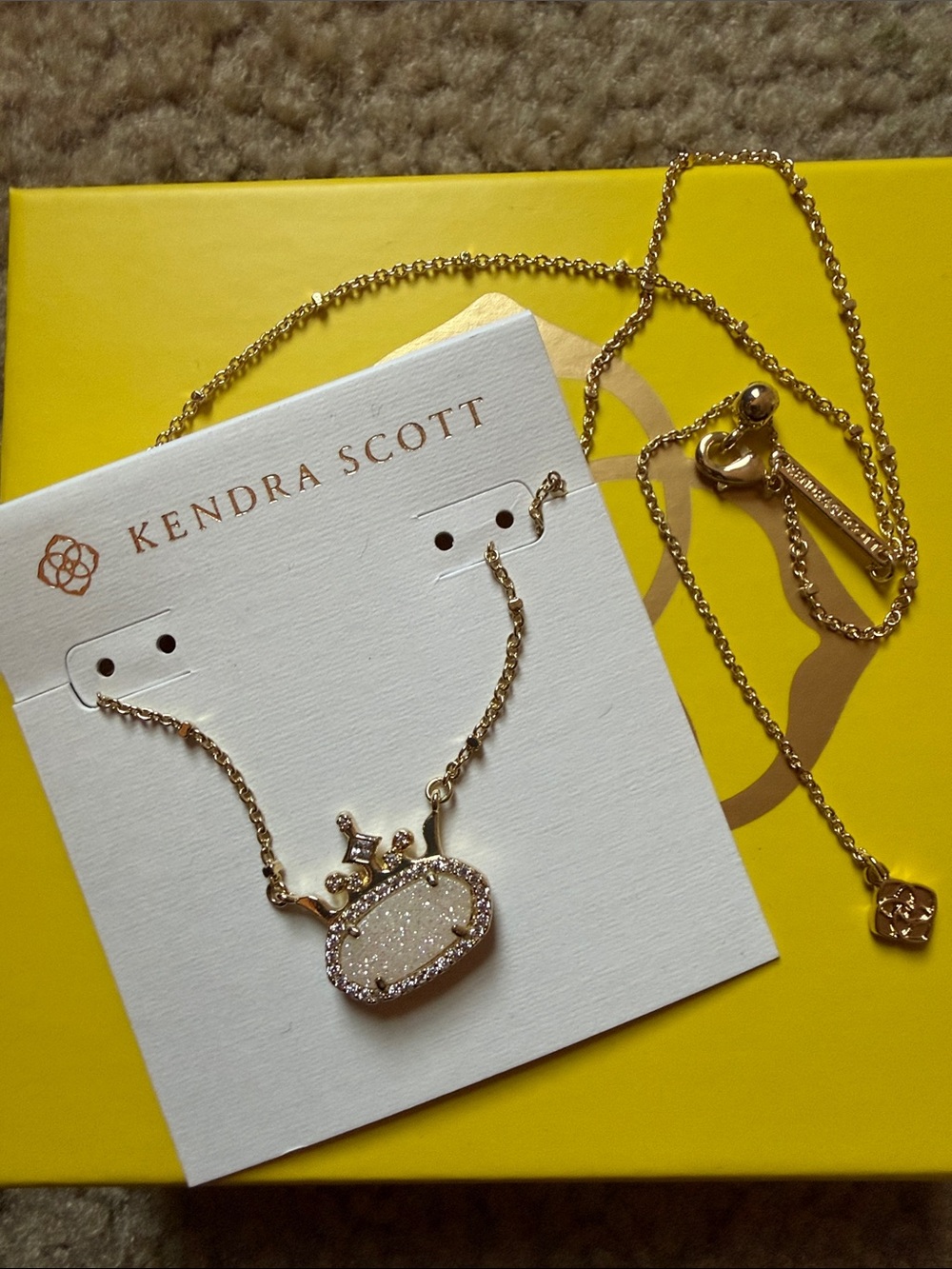 Kendra Scott Gold Drusy Crown Pendant Necklace - White Drusy